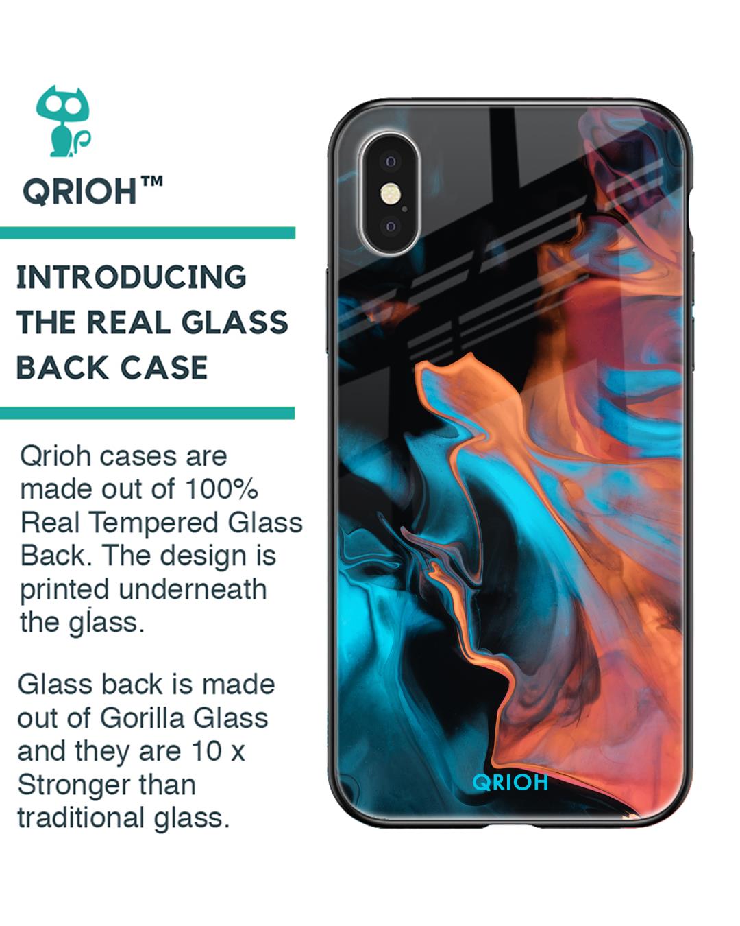 Shop Printed Premium Glass Cover For iPhone X (Impact Resistant, Matte Finish)-Back