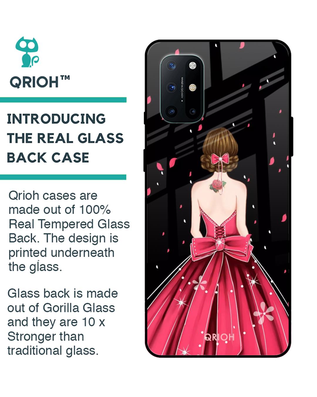 Shop Printed Premium Glass Cover For OnePlus 8T (Impact Resistant, Matte Finish)-Back