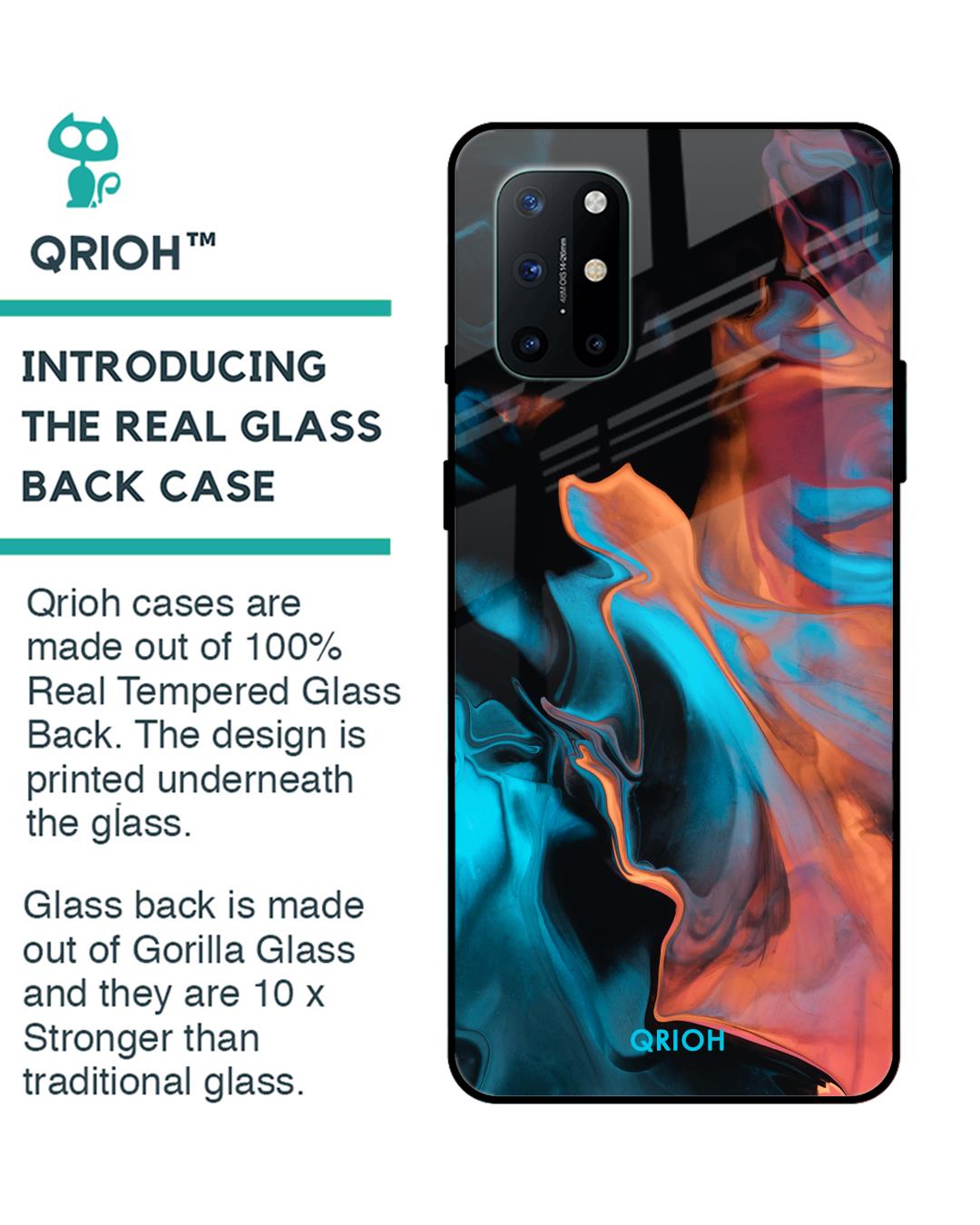 Shop Printed Premium Glass Cover For OnePlus 8T (Impact Resistant, Matte Finish)-Back