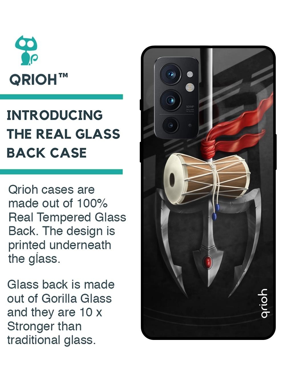Shop Printed Premium Glass Cover For OnePlus 9RT (Shock Proof, Impact Resistant)-Back