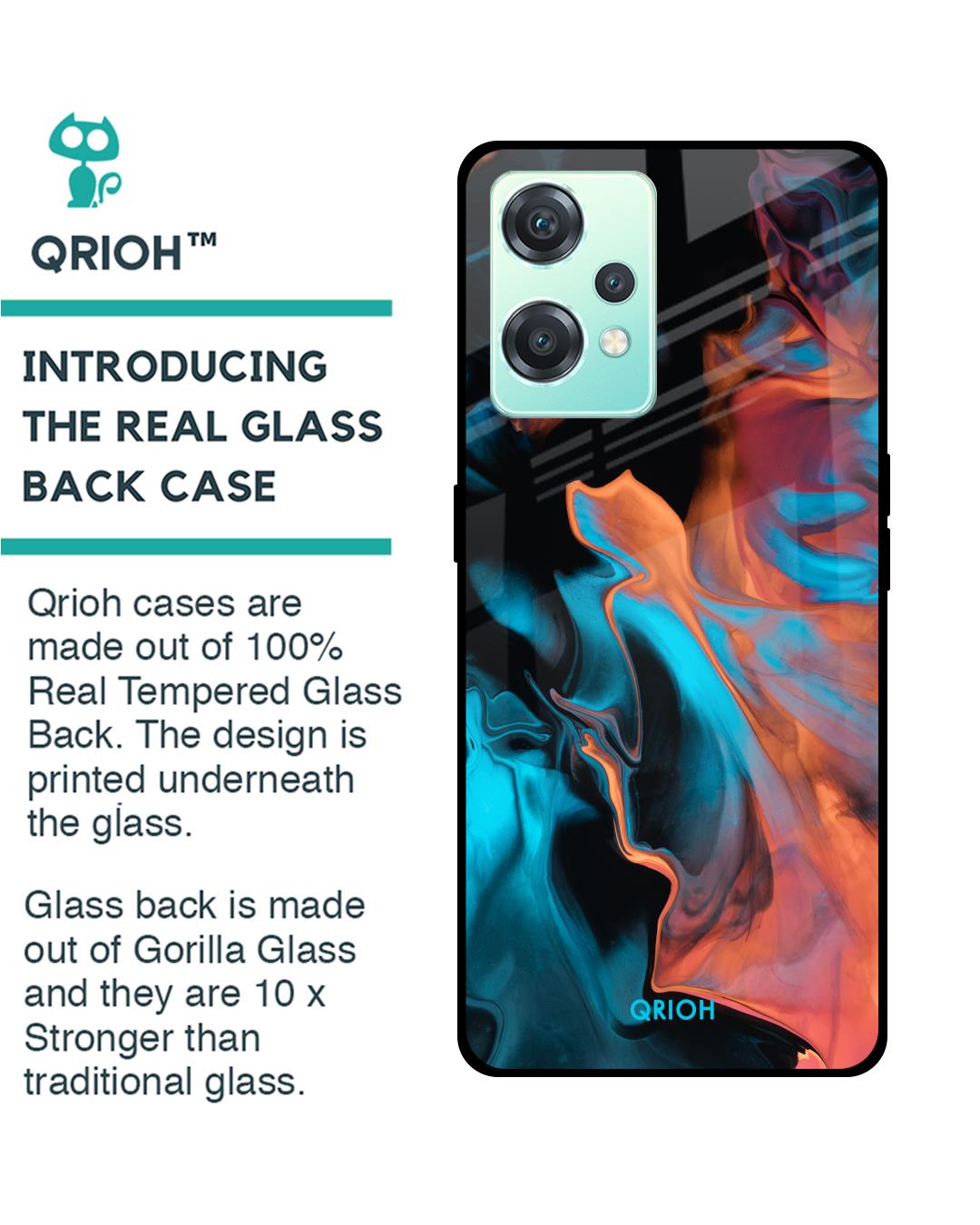 Shop Printed Premium Glass Cover For OnePlus Nord CE 2 Lite 5G (Impact Resistant, Matte Finish)-Back