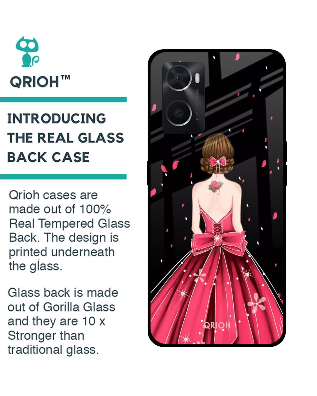 Shop Printed Premium Glass Cover For Oppo A76 (Impact Resistant, Matte Finish)-Back