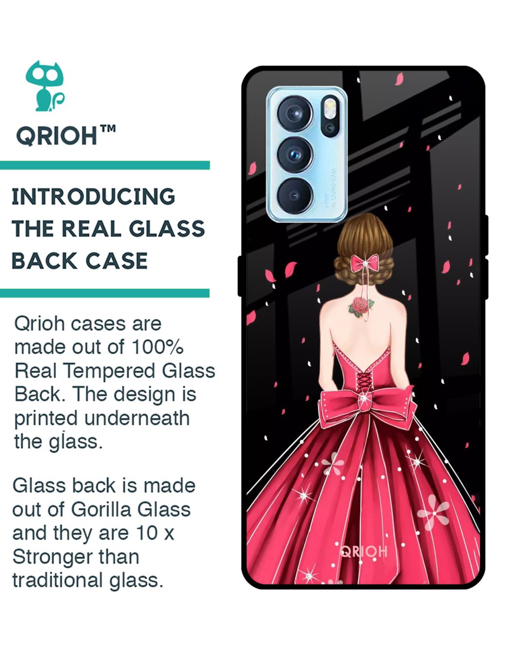 Shop Printed Premium Glass Cover For Oppo Reno6 5G (Impact Resistant, Matte Finish)-Back
