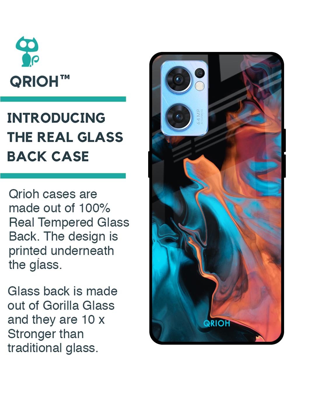 Shop Printed Premium Glass Cover For Oppo Reno7 5G (Impact Resistant, Matte Finish)-Back