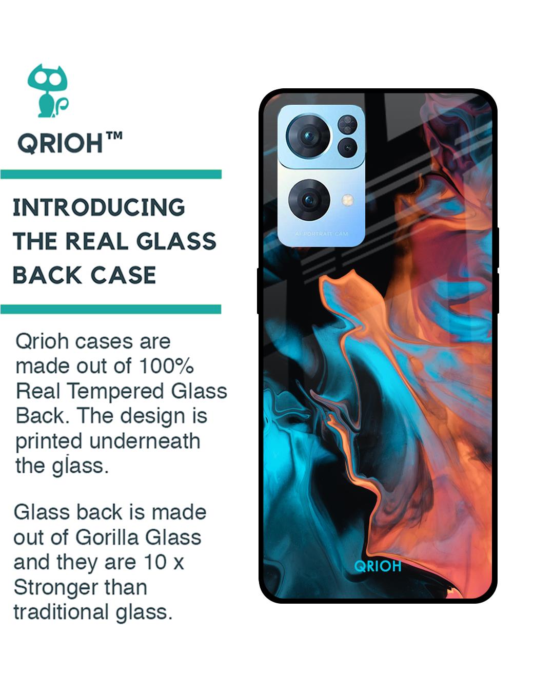 Shop Printed Premium Glass Cover For Oppo Reno7 Pro 5G (Impact Resistant, Matte Finish)-Back