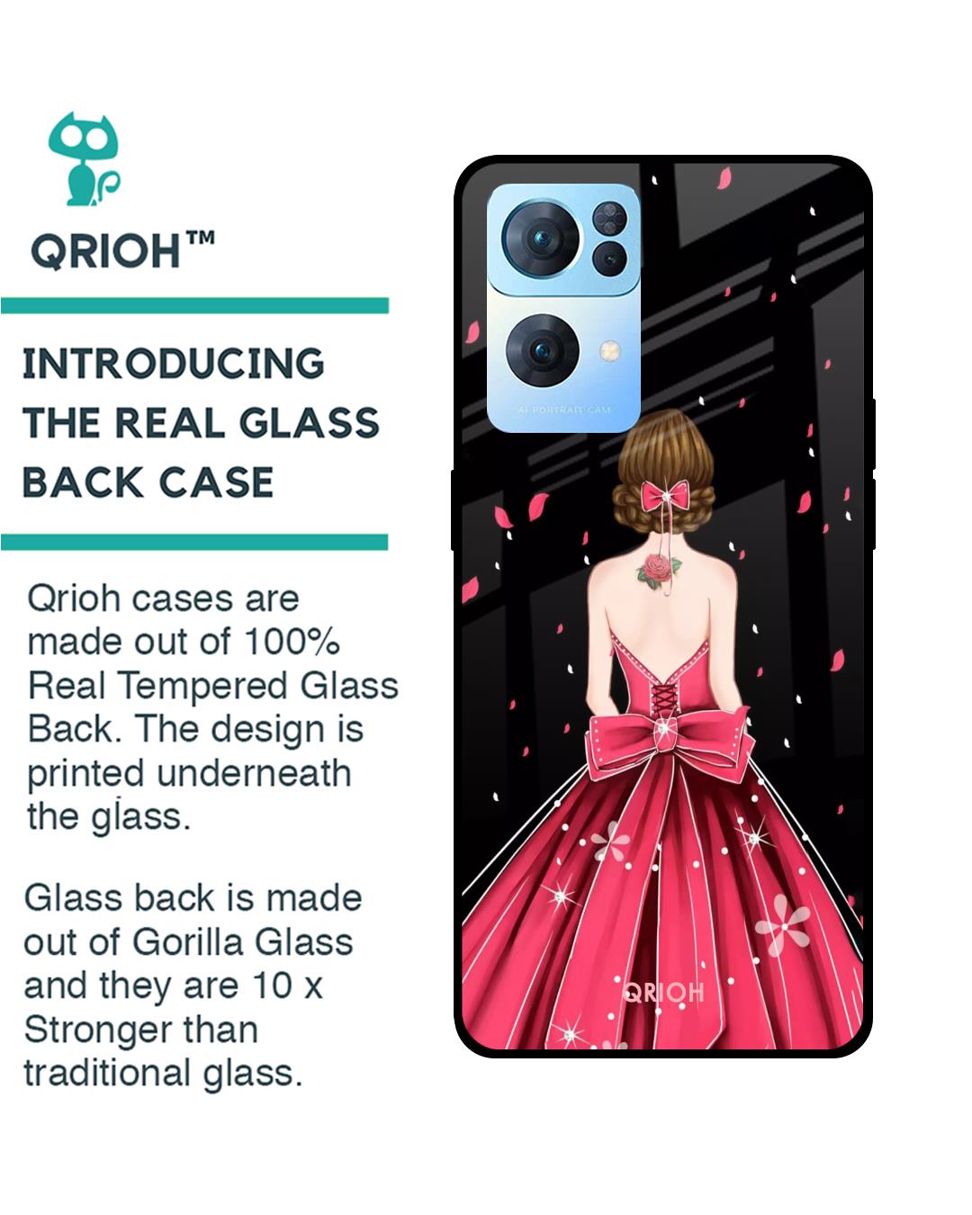 Shop Printed Premium Glass Cover For Oppo Reno7 Pro 5G (Impact Resistant, Matte Finish)-Back