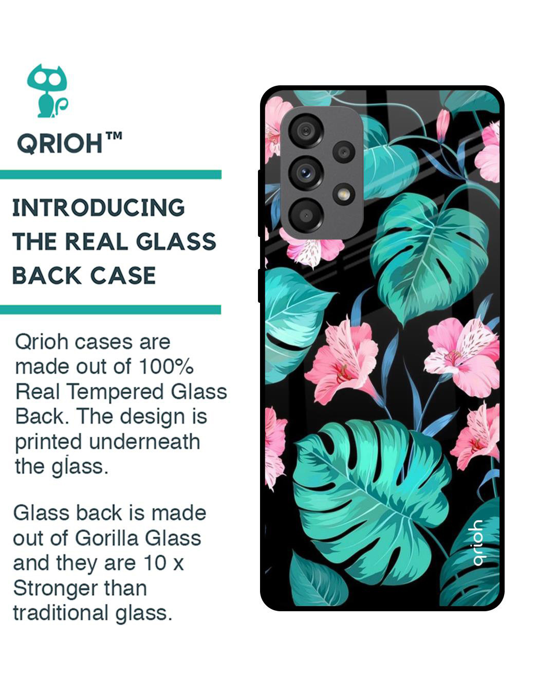 Shop Printed Premium Glass Cover for Samsung Galaxy A73 5G (Shockproof Light Weight)-Back