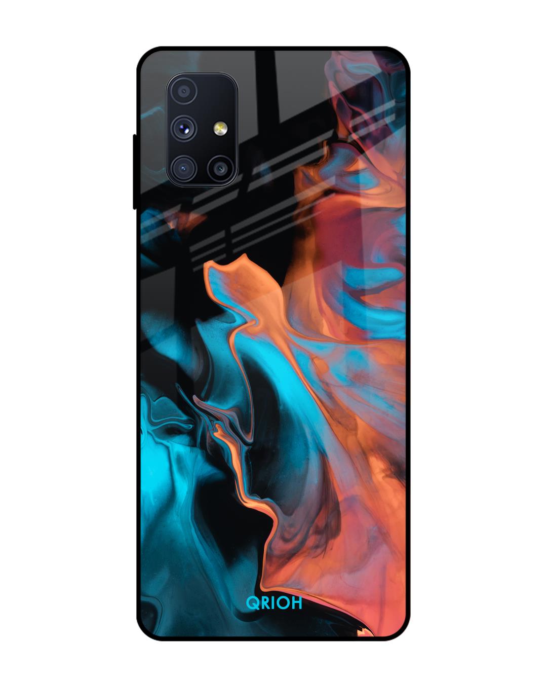 Shop Printed Premium Glass Cover For Samsung Galaxy M51(Impact Resistant, Matte Finish)-Back