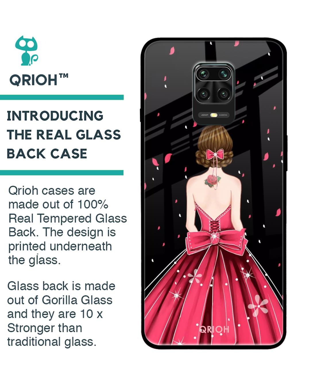 Shop Printed Premium Glass Cover For Xiaomi Redmi Note 9 Pro (Impact Resistant, Matte Finish)-Back