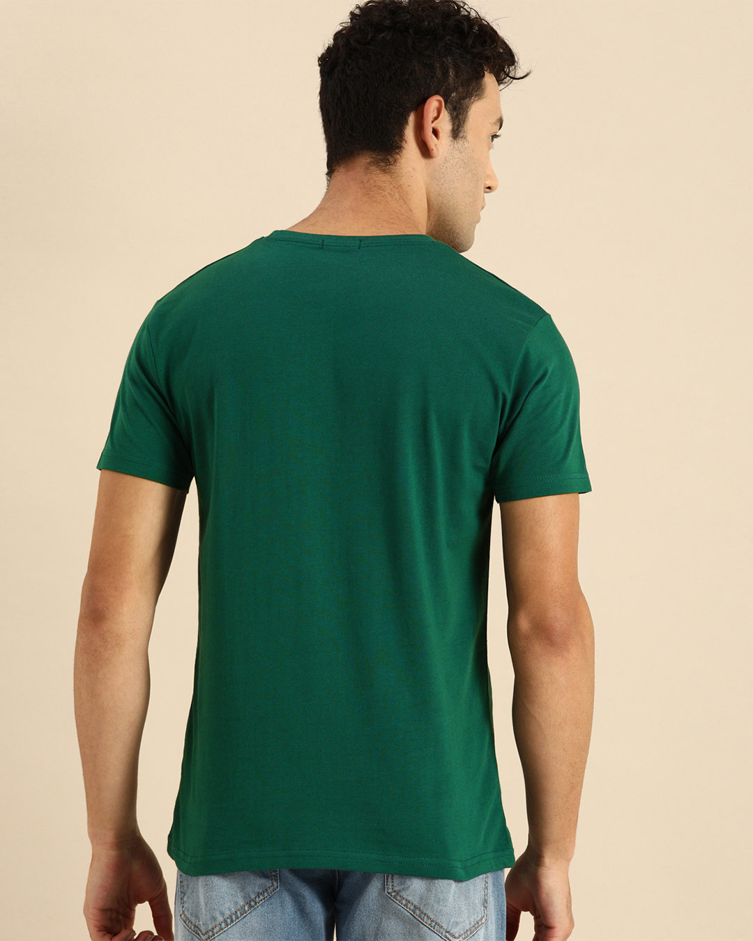 Shop Men's Green Problem Solved Typography T-shirt-Back