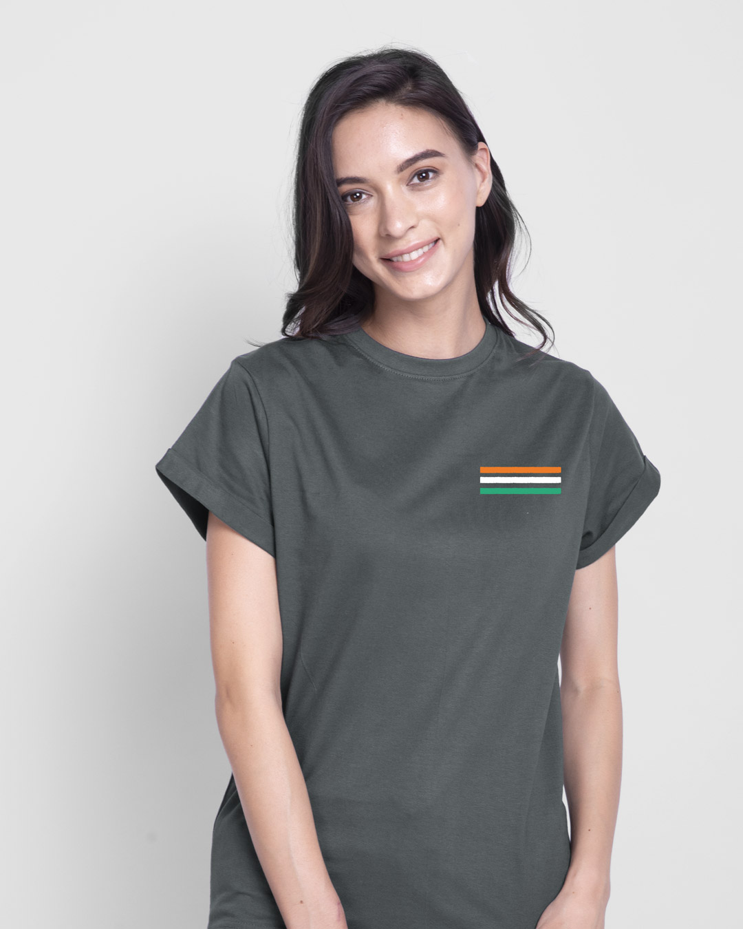 Shop Proud Indian 47 Boyfriend T-Shirt Nimbus Grey-Back