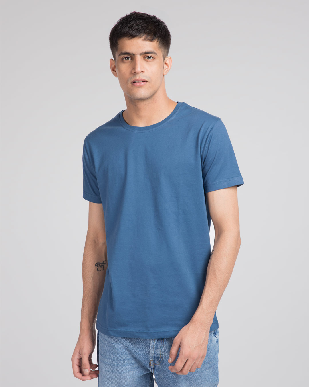 Buy Prussian Blue Half Sleeve T-Shirt Online at Bewakoof