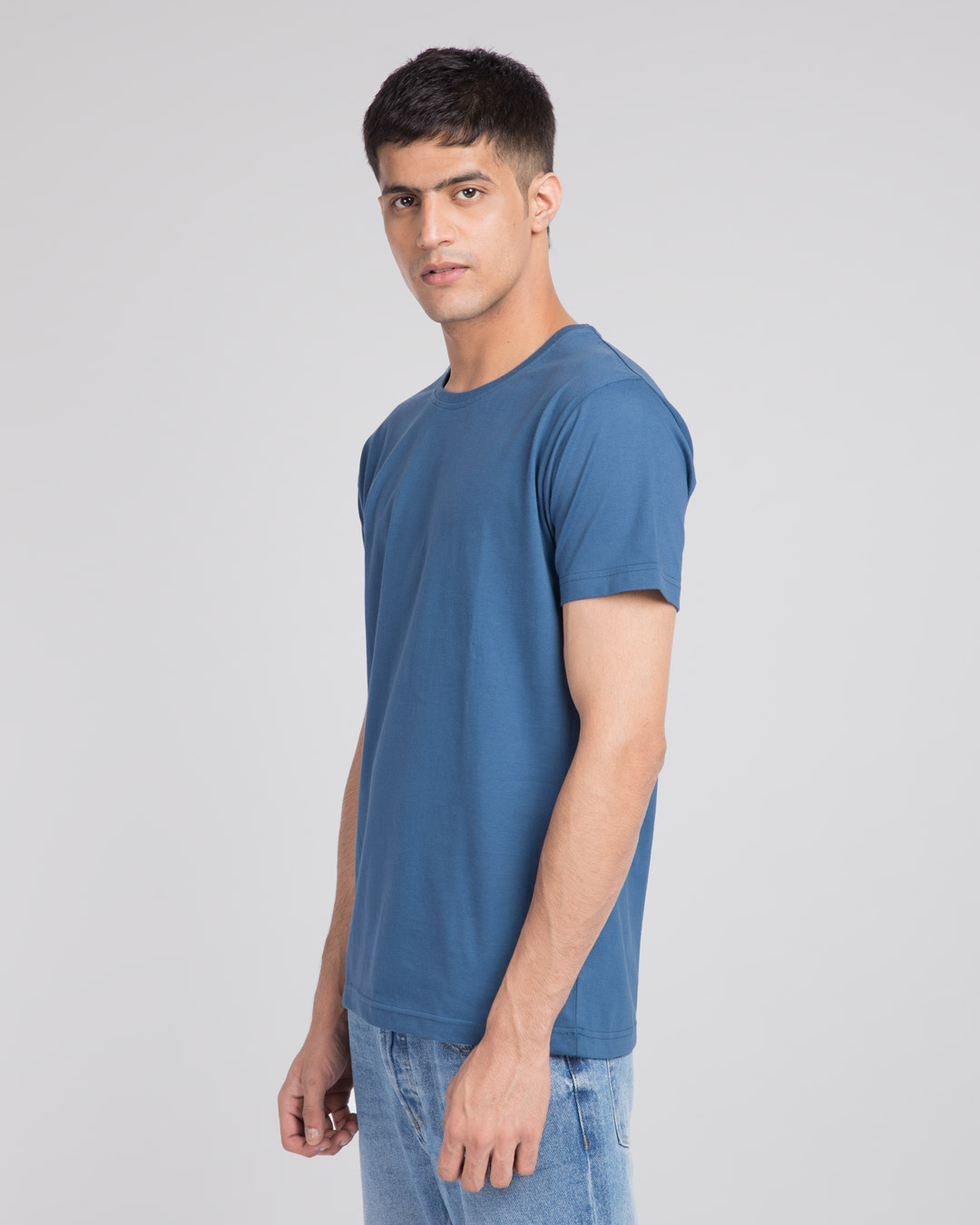 Shop Prussian Blue Half Sleeve T-Shirt-Back
