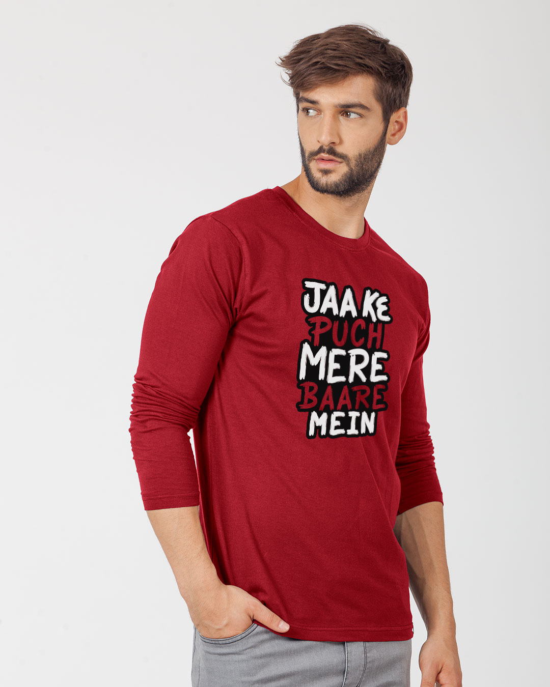 Shop Puch Mere Baare Mein Full Sleeve T-Shirt-Back
