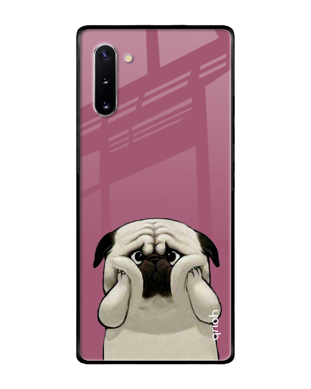 Shop Pug Face Printed Premium Glass Cover For Samsung Galaxy Note 10(Impact Resistant, Matte Finish)-Back