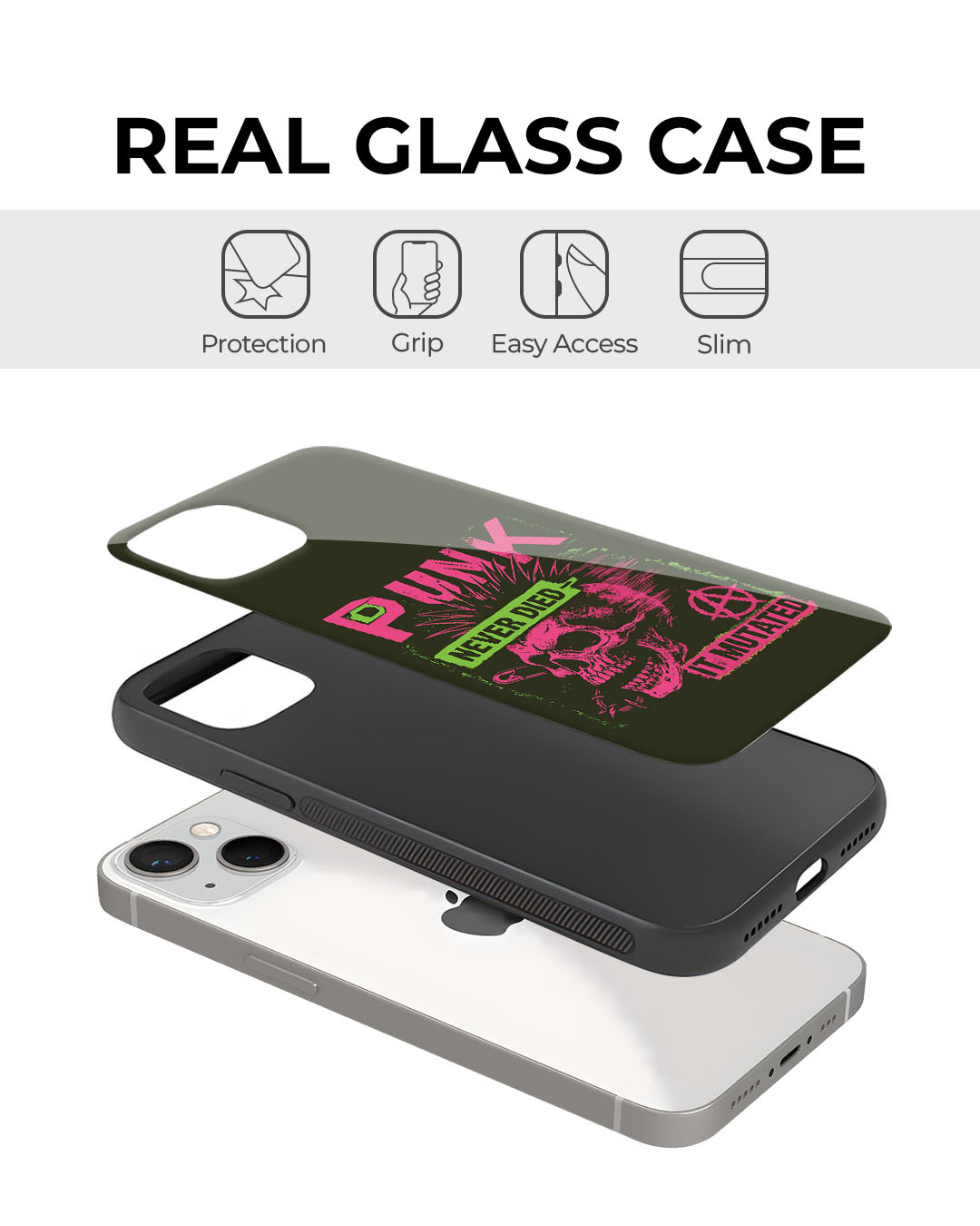 Shop Punk Mutant Premium Glass Cover for Apple iPhone 12-Back