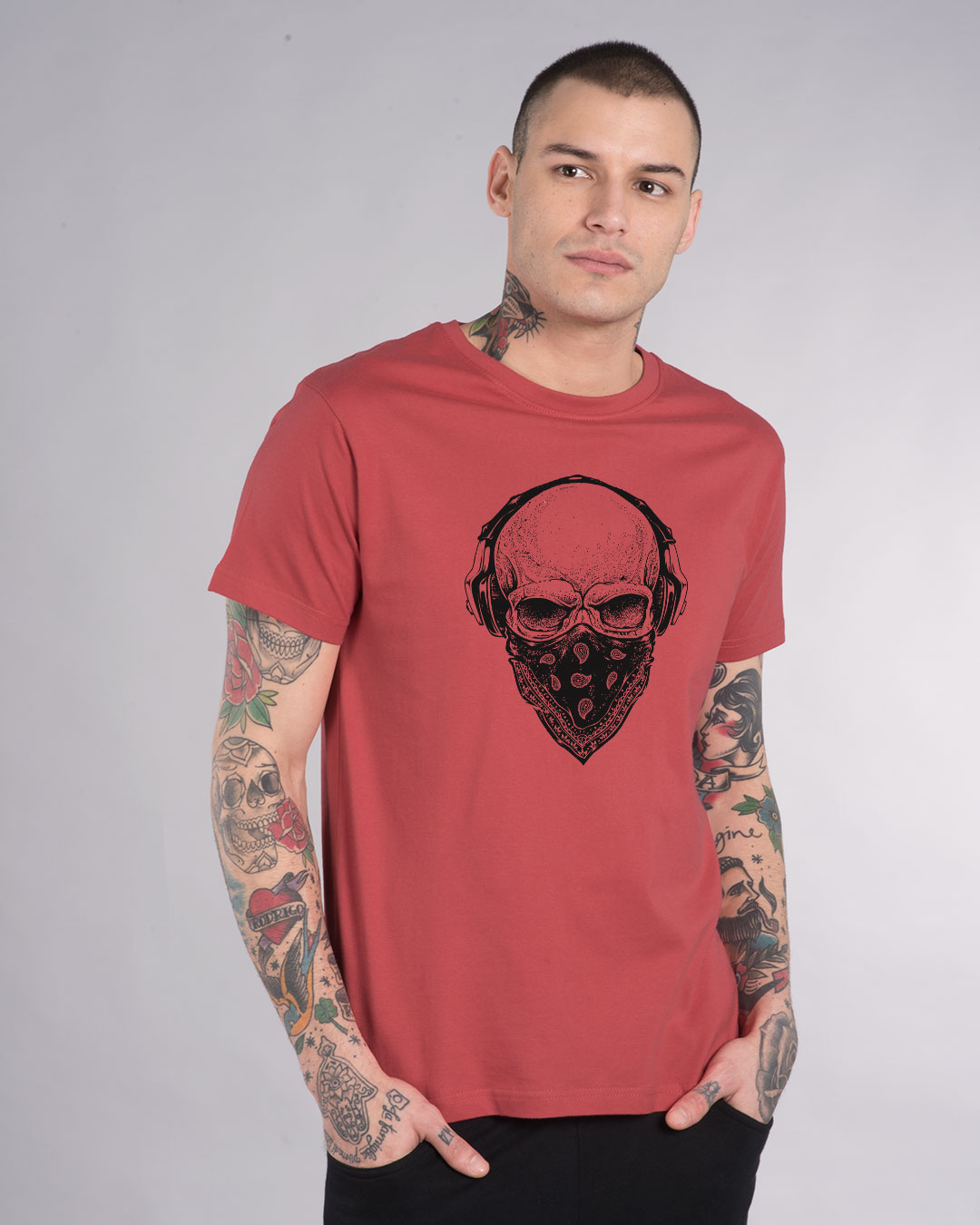 Shop Punk Skull Half Sleeve T-Shirt-Back