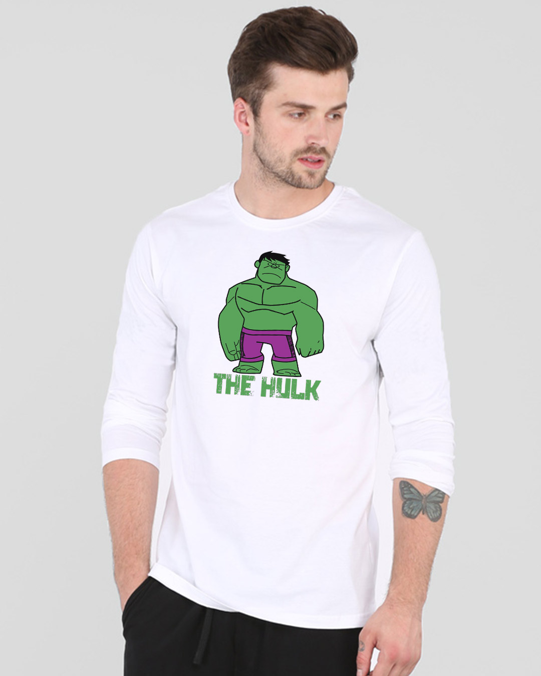 Shop Puny Hulk Men's Printed Full Sleeve T-Shirt-Back