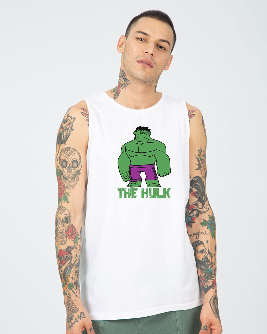 Shop Puny Hulk Men's Printed Round Neck Vest-Back
