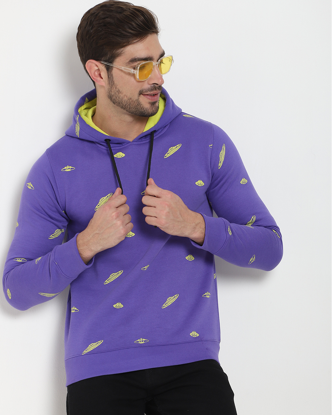 Buy Men's Purple AOP Hoodie Online at Bewakoof