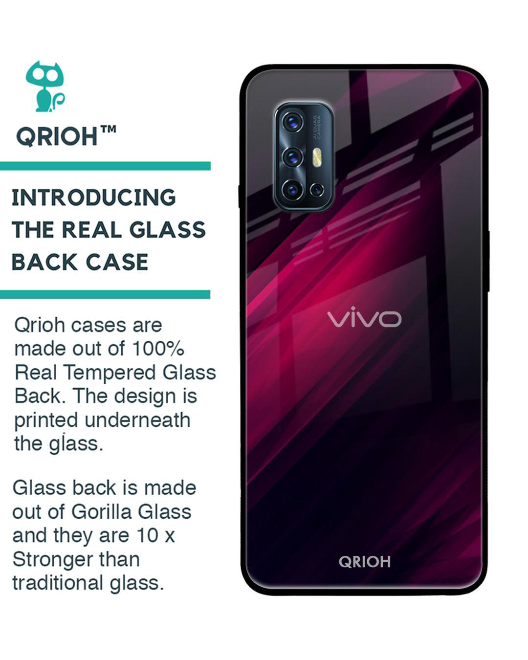Shop Razor Printed Premium Glass Cover for Vivo V19 (Shock Proof, Lightweight)-Back
