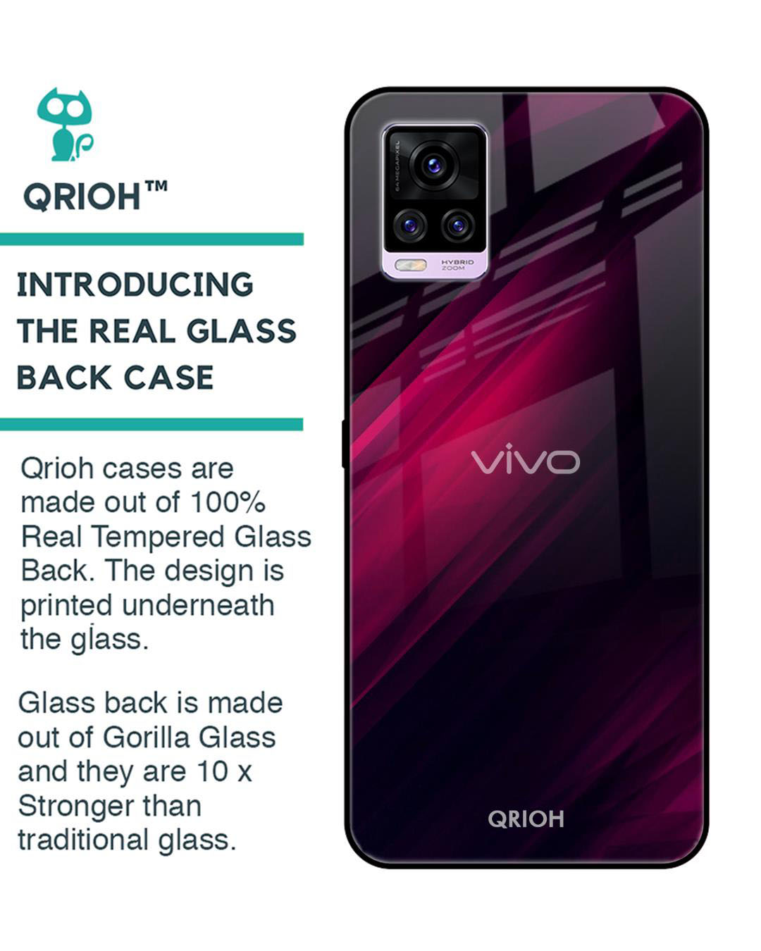 Shop Razor Printed Premium Glass Cover for Vivo V20 (Shock Proof, Lightweight)-Back