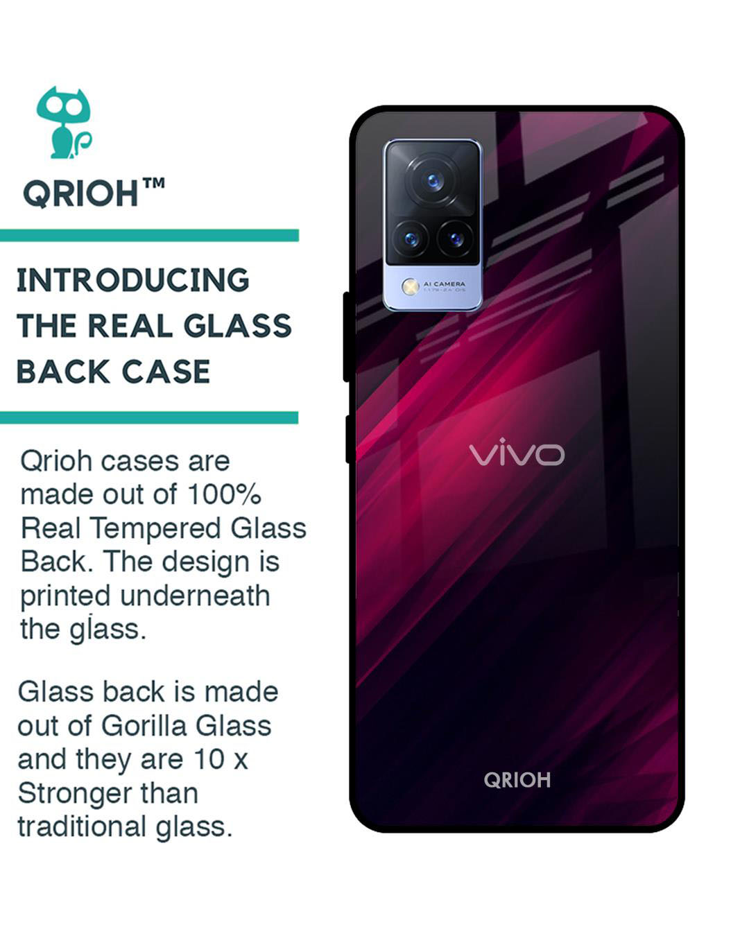 Shop Razor Printed Premium Glass Cover for Vivo V21 (Shock Proof, Lightweight)-Back