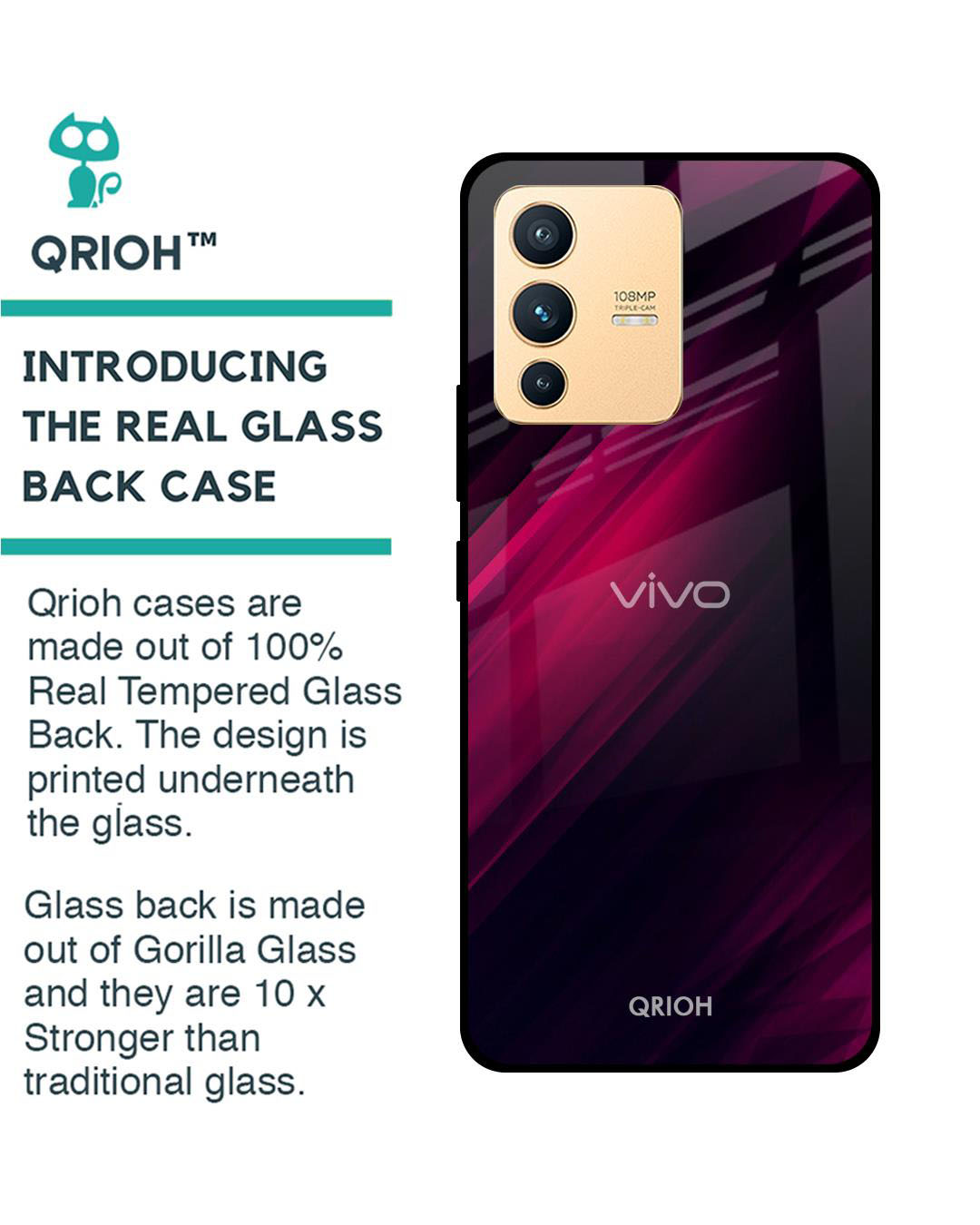 Shop Razor Printed Premium Glass Cover for Vivo V23 5G (Shock Proof, Lightweight)-Back
