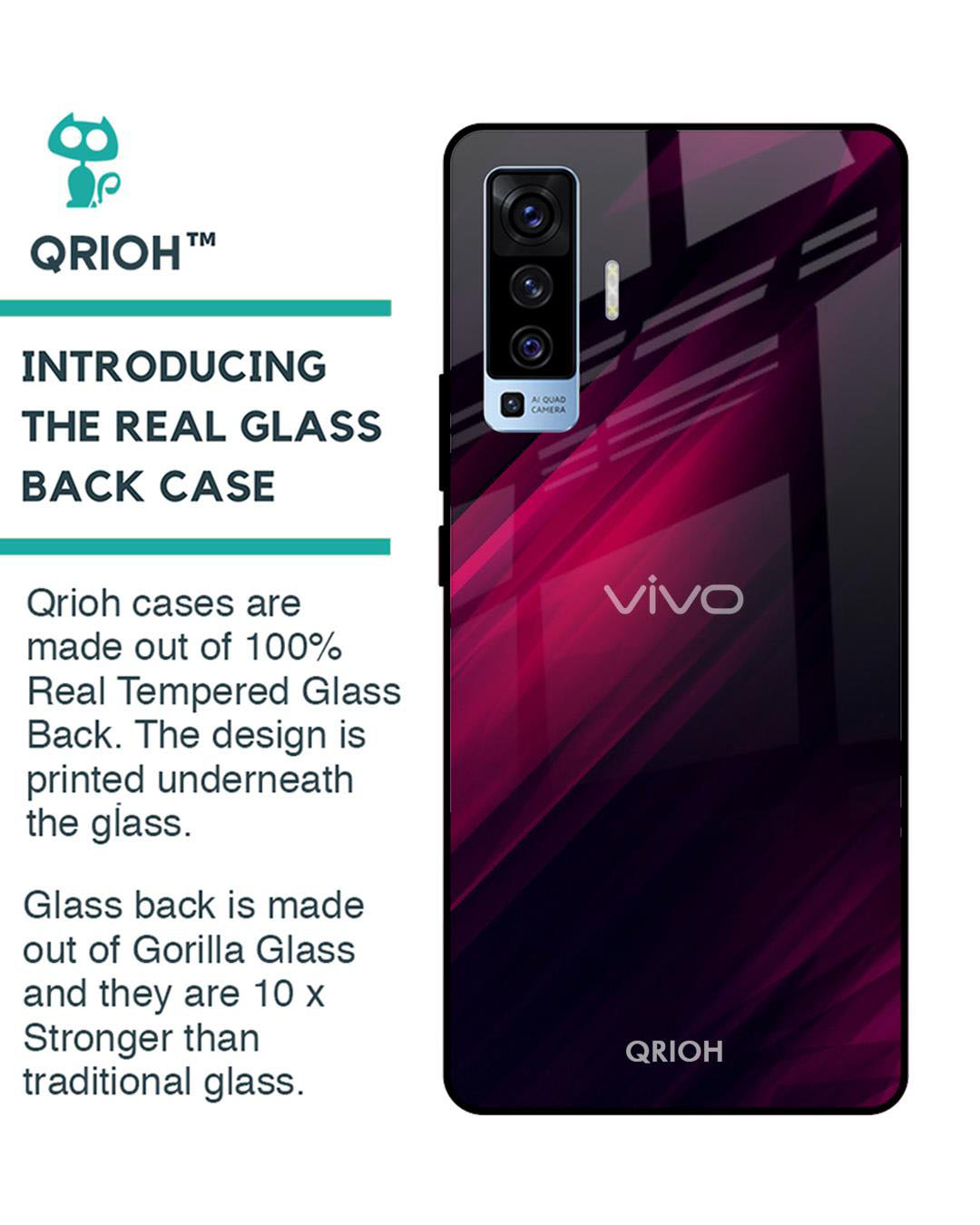 Shop Razor Printed Premium Glass Cover for Vivo X50 (Shock Proof, Lightweight)-Back
