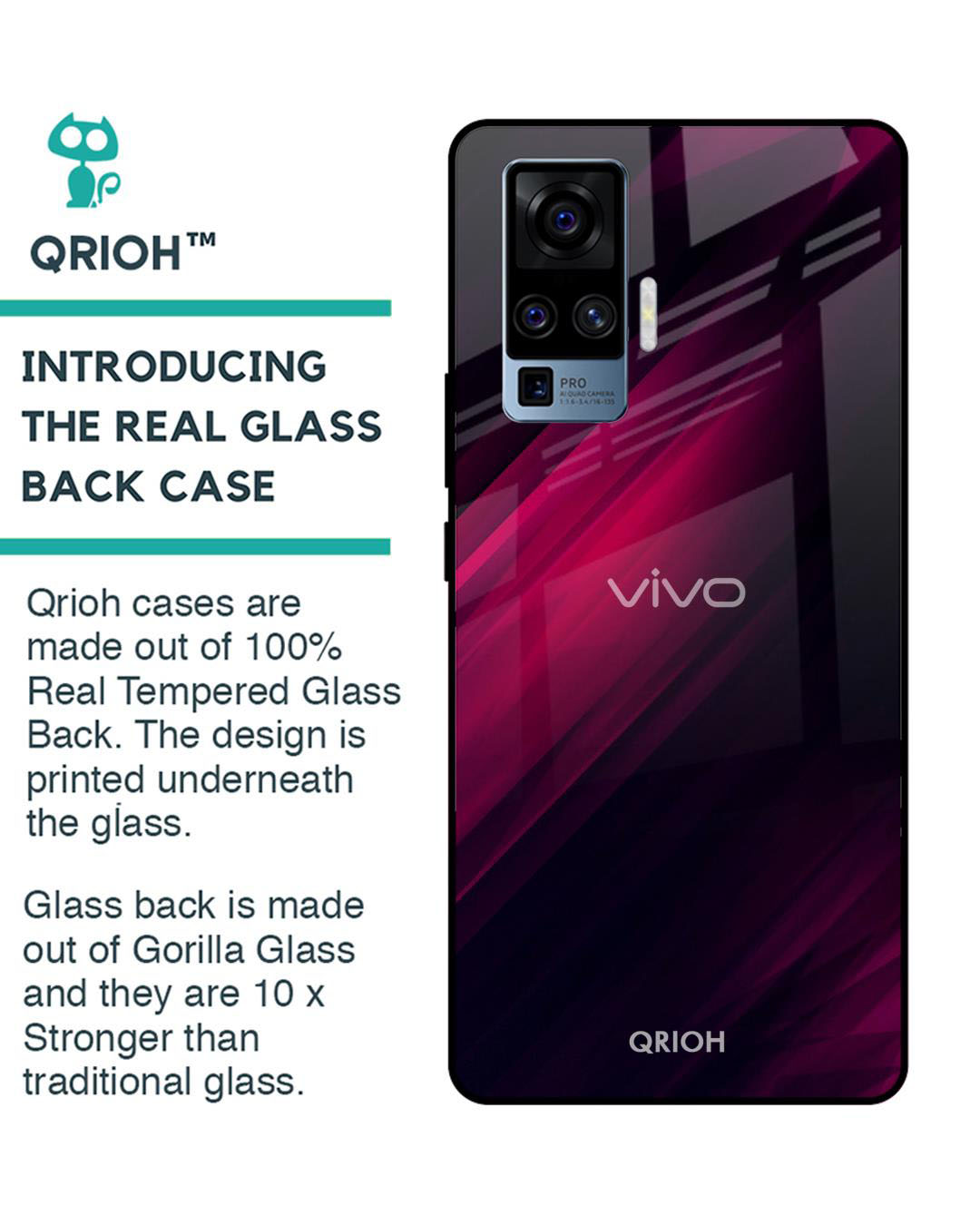 Shop Razor Printed Premium Glass Cover for Vivo X50 Pro (Shock Proof, Lightweight)-Back