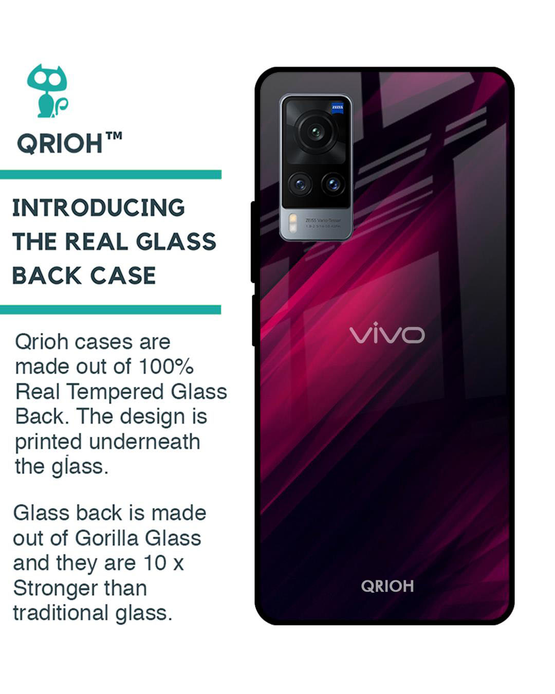 Shop Razor Printed Premium Glass Cover for Vivo X60 (Shock Proof, Lightweight)-Back