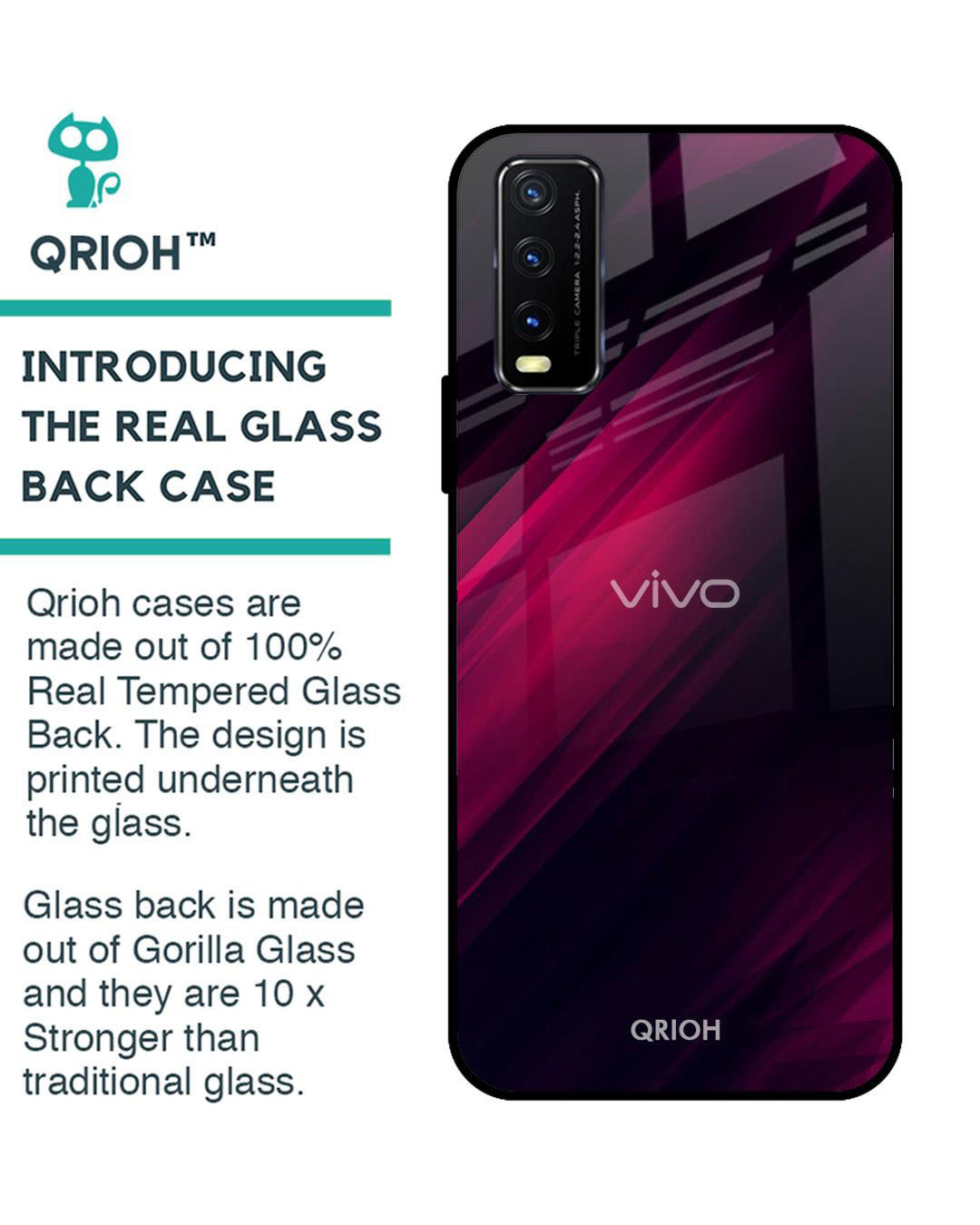 Shop Razor Printed Premium Glass Cover for Vivo Y20 (Shock Proof, Lightweight)-Back
