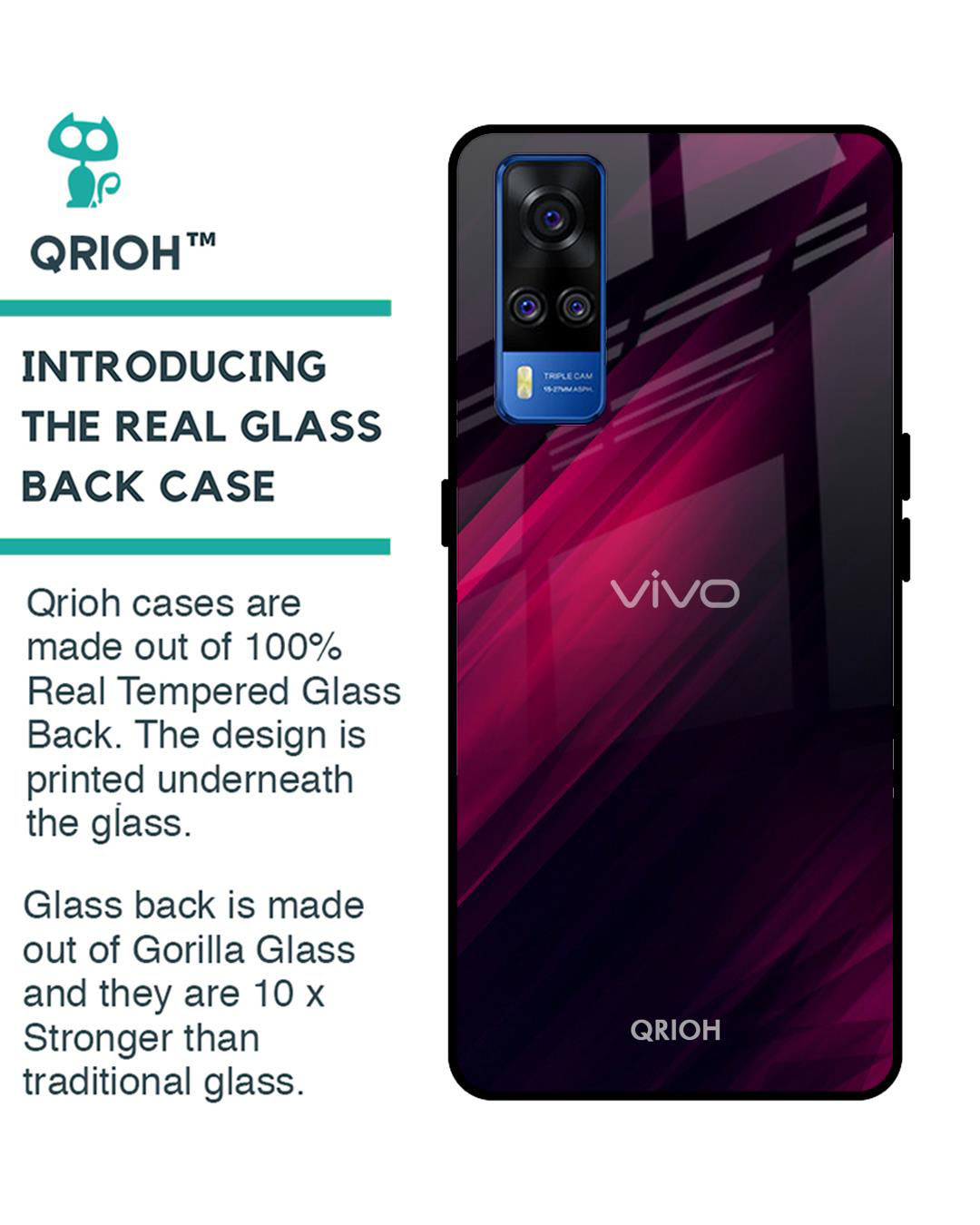 Shop Razor Printed Premium Glass Cover for Vivo Y51 2020 (Shock Proof, Lightweight)-Back