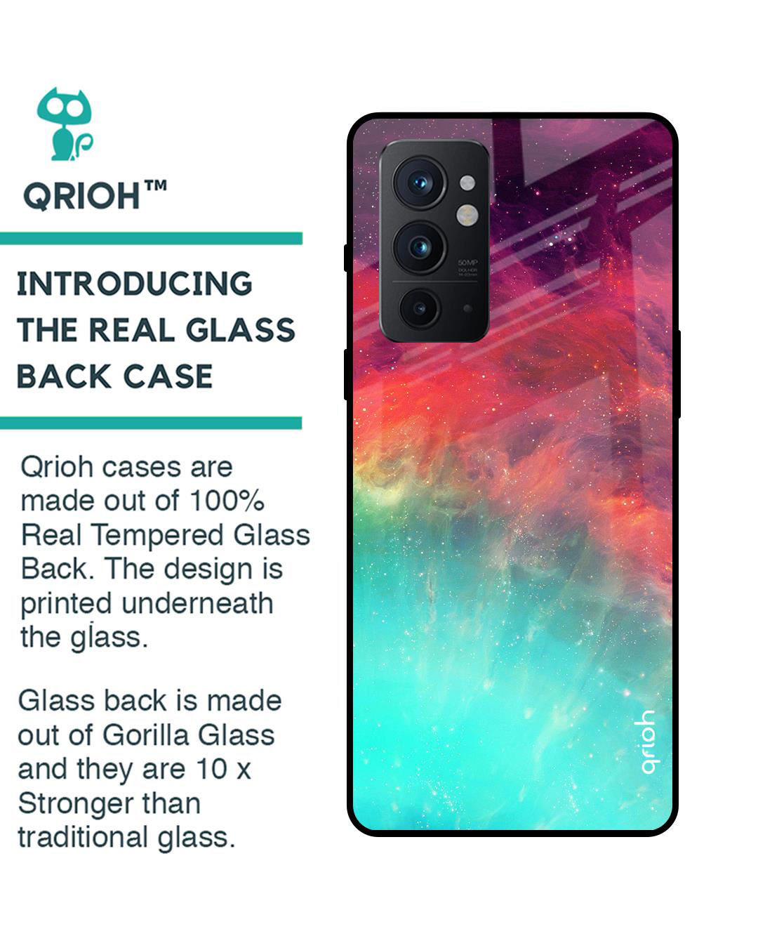 Shop Aura Printed Premium Glass Cover for OnePlus 9RT (Shock Proof, Lightweight)-Back