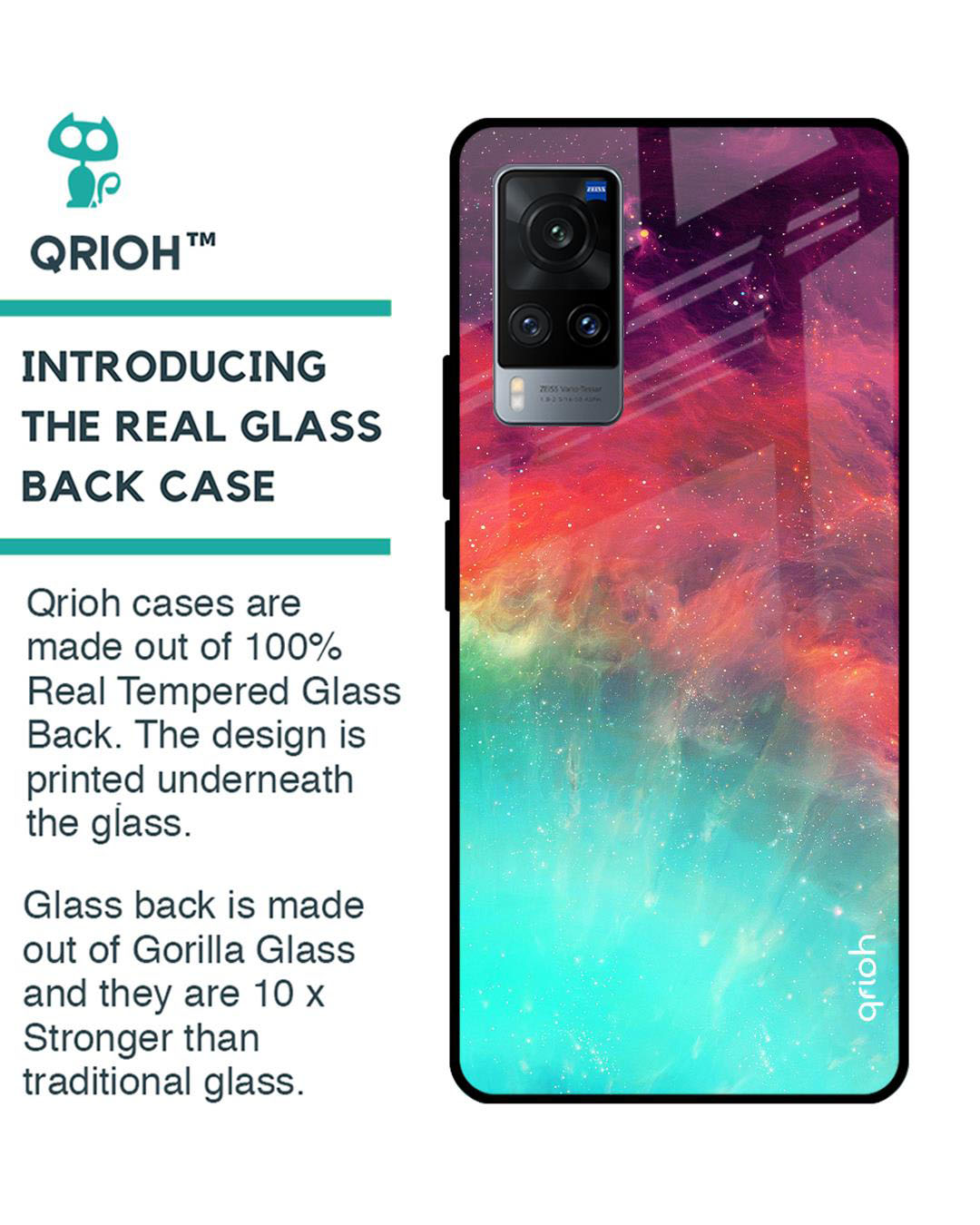 Shop Aura Printed Premium Glass Cover for Vivo X60 (Shock Proof, Lightweight)-Back