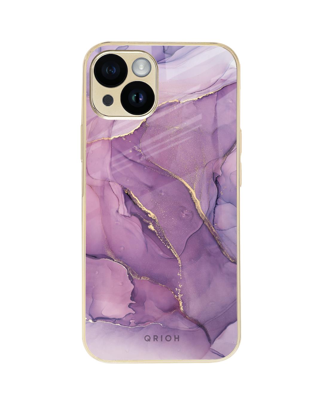 Shop Purple Gold Marble Metallic Gold Premium Glass Case for Apple iPhone 14-Back