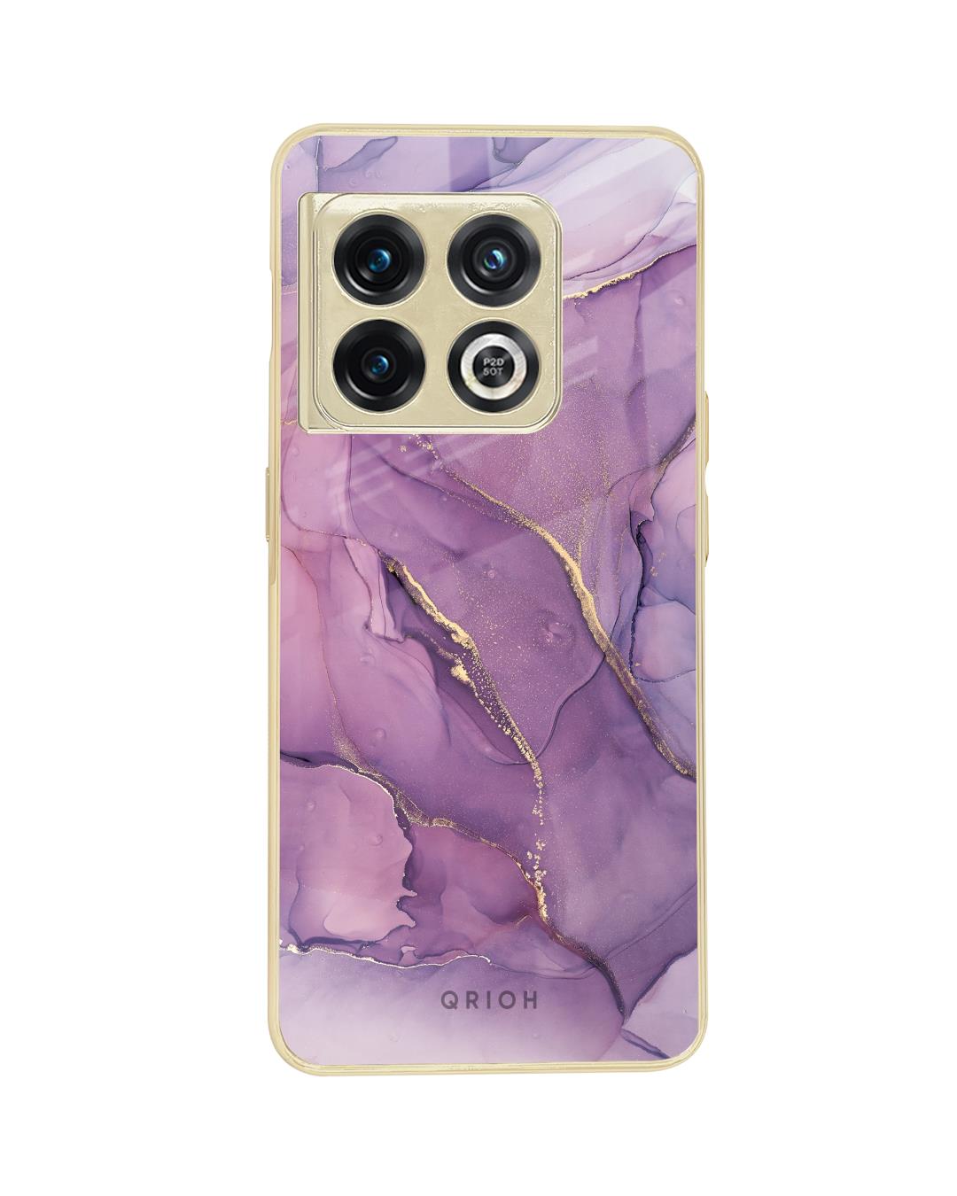Shop Purple Gold Marble Metallic Gold Premium Glass Case for OnePlus 10 Pro-Back