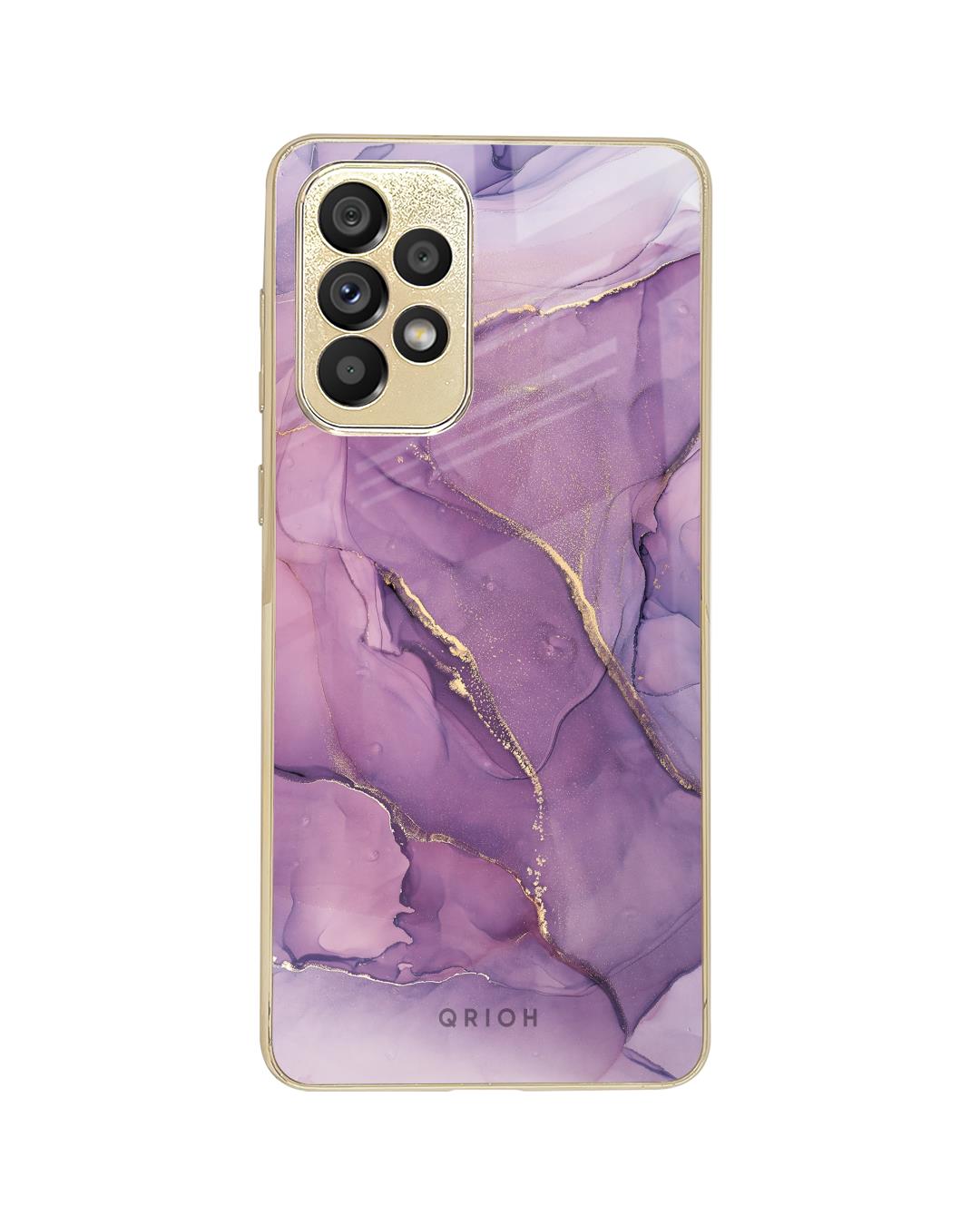 Shop Purple Gold Marble Metallic Gold Premium Glass Case for Samsung Galaxy A53 5G-Back