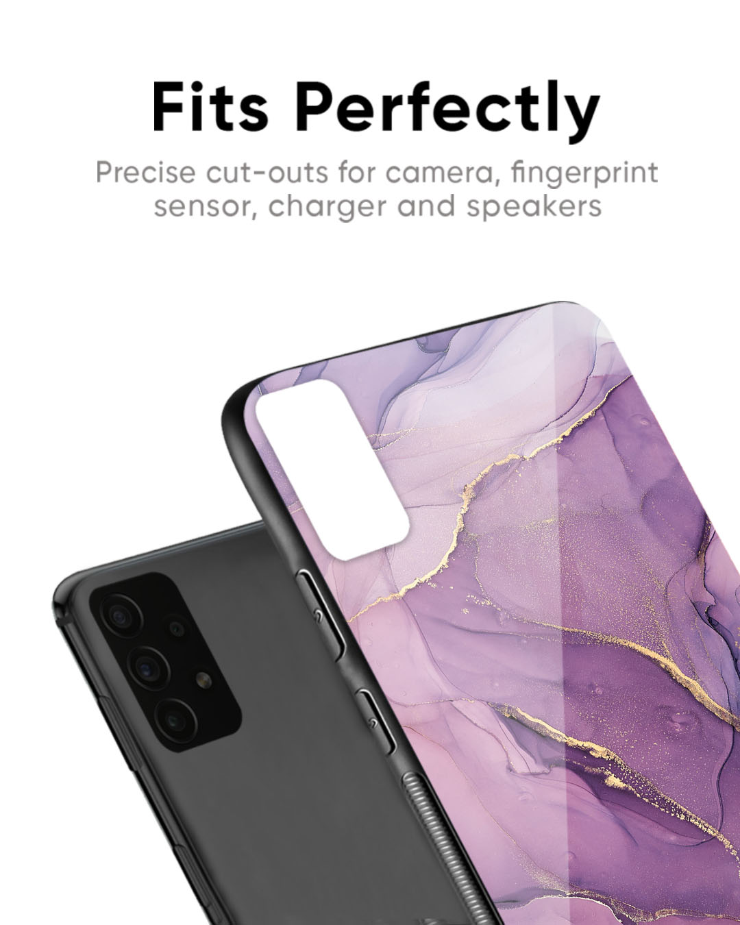 Shop Purple Gold Marble Premium Glass Case for OnePlus 7T (Shock Proof, Scratch Resistant)-Back