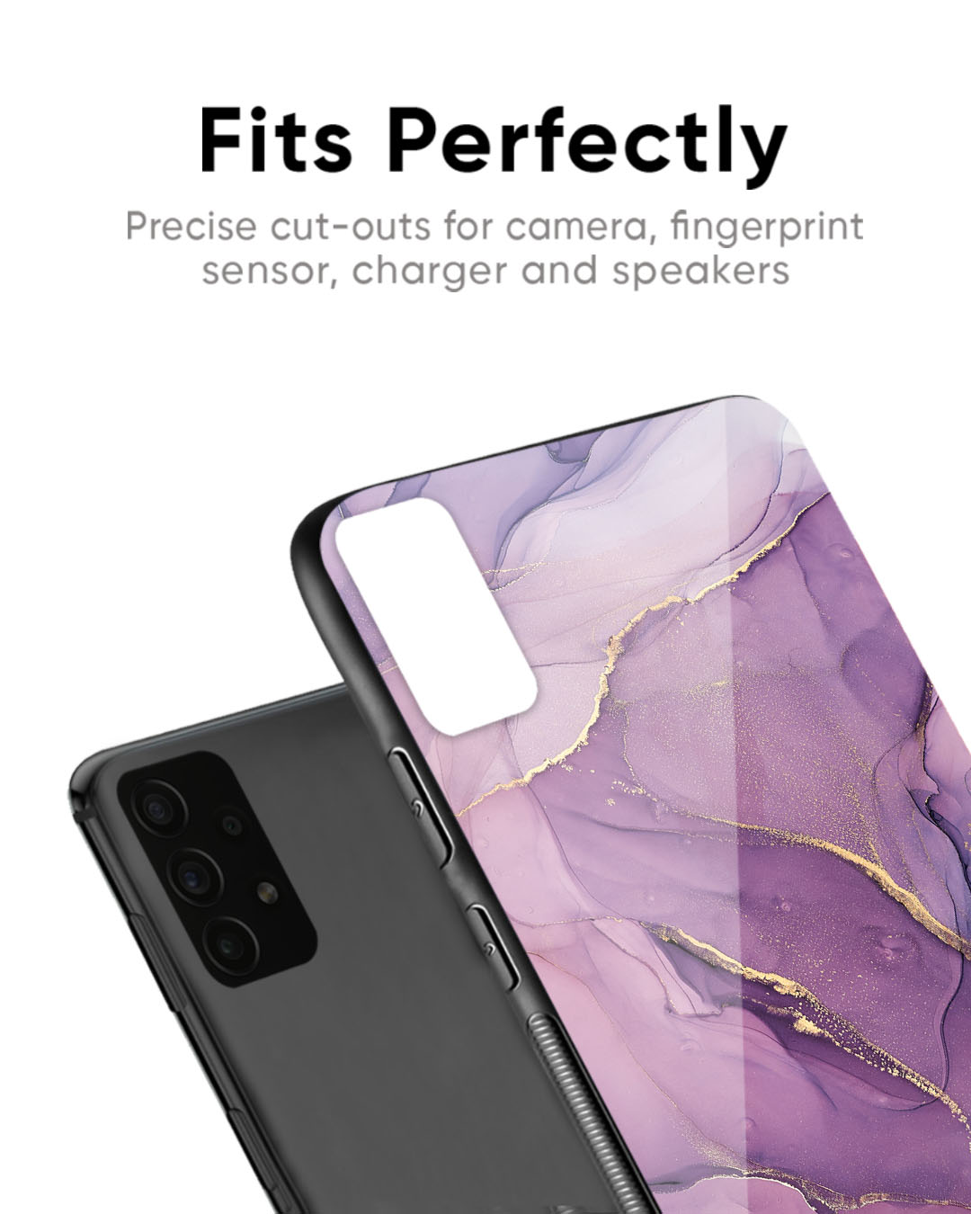 Shop Purple Gold Marble Premium Glass Case for Redmi Note 12 Pro 5G (Shock Proof, Scratch Resistant)-Back