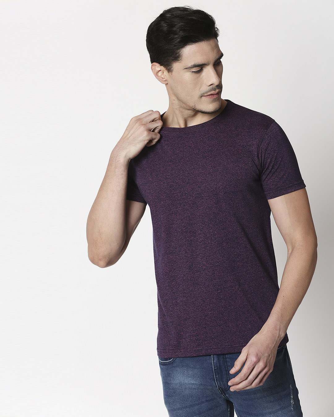 

Purple Half Sleeve Grindle T-Shirt Men' Plain Half Sleeve Grindle T-Shirt Bewakoof.com