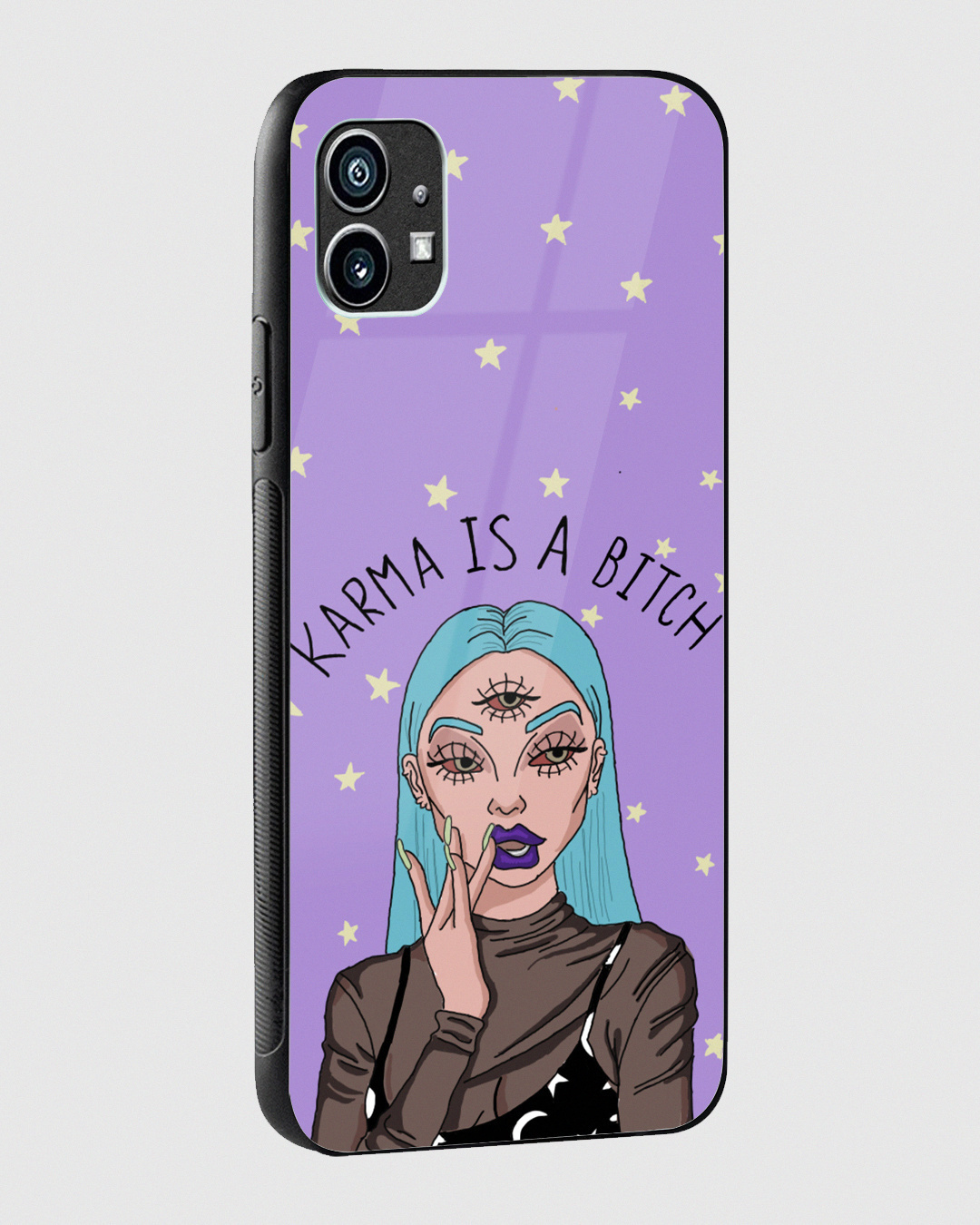 Shop Purple Karma Is A Bitch Premium Glass Case for Nothing Phone (1)-Back