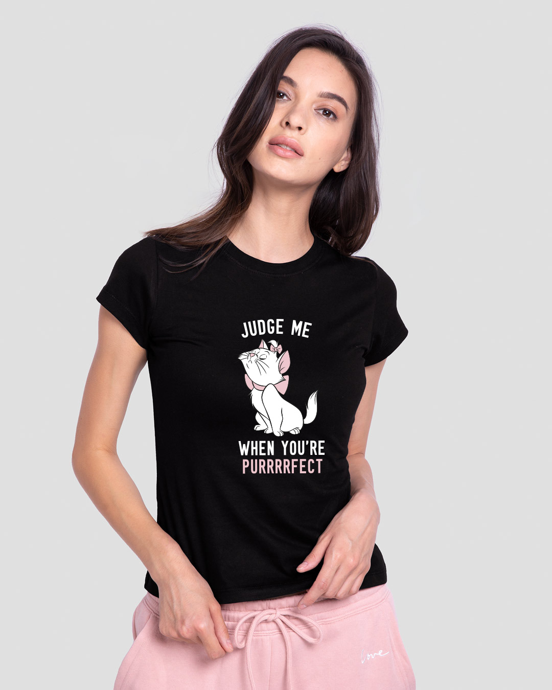 Shop Purrfect Cat Half Sleeve T-shirt For Women's-Back
