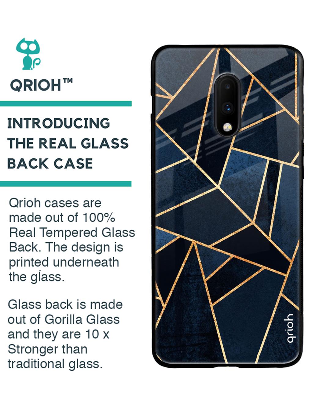 Shop Oneplus 7 Abstract Tiles Glass Case-Back