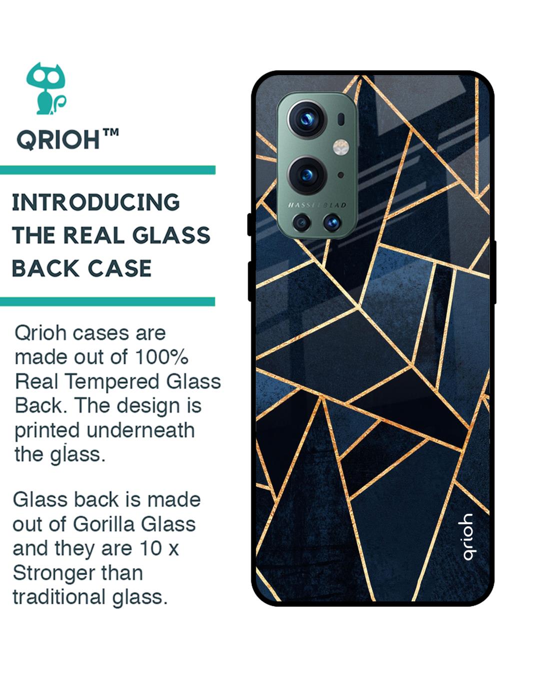 Shop Oneplus 9 Pro Abstract Tiles Glass Case-Back