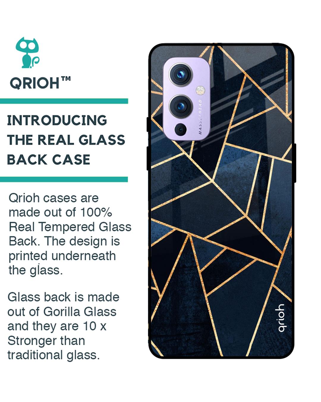 Shop Oneplus 9 Abstract Tiles Glass Case-Back