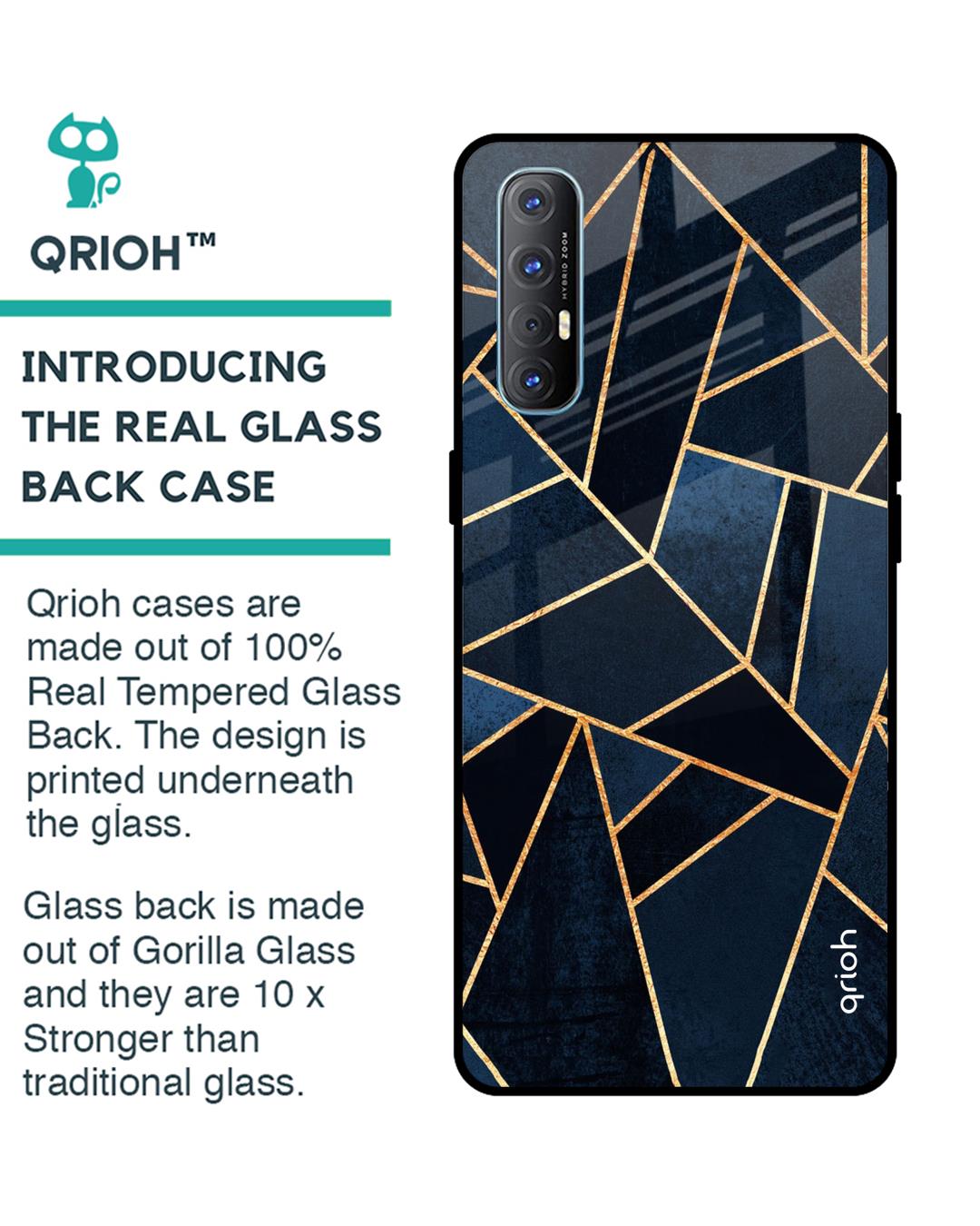 Shop Abstract Tiles Glass Case For Oppo Reno 3 Pro-Back