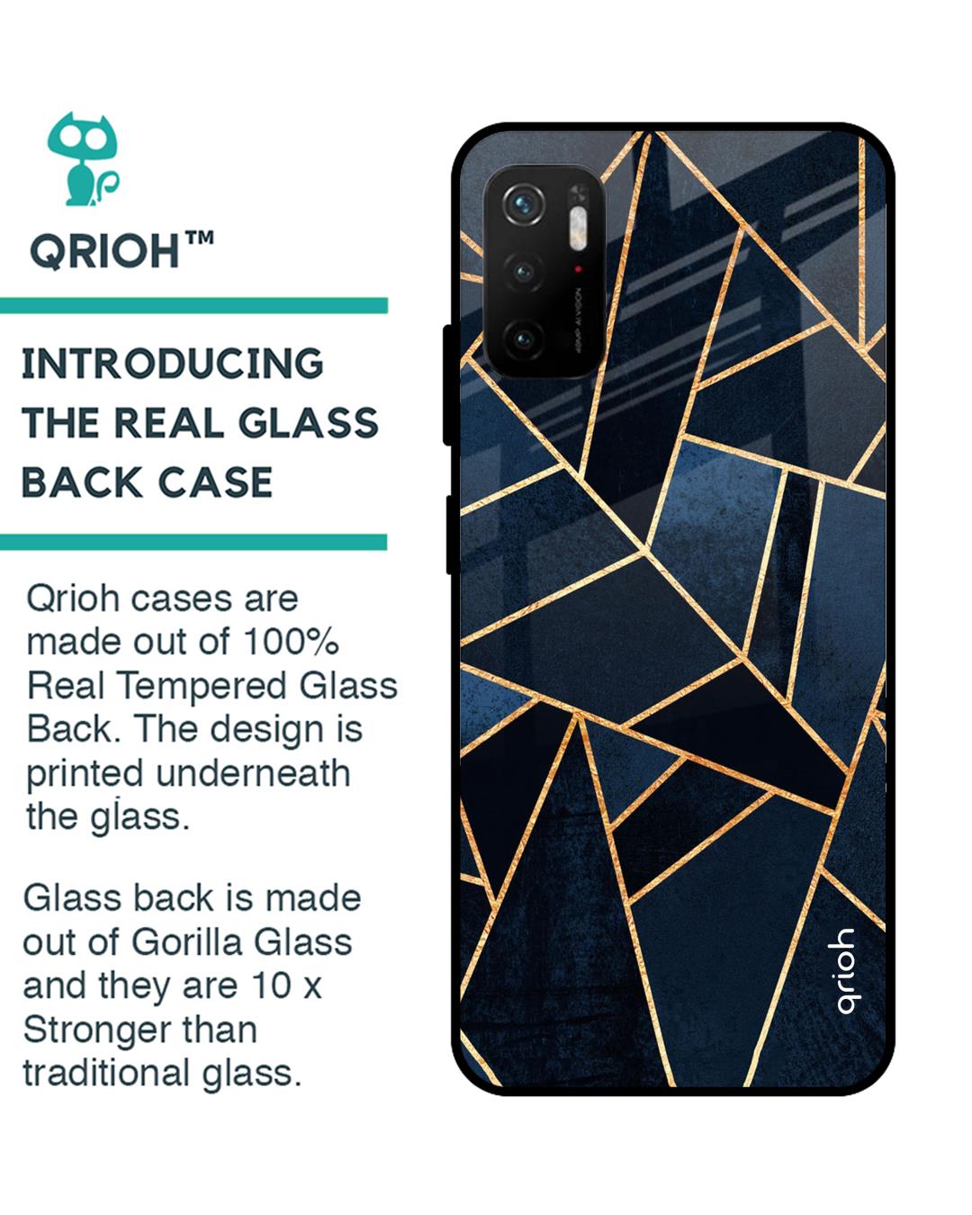 Shop Abstract Tiles Glass Case For Poco M3 Pro-Back