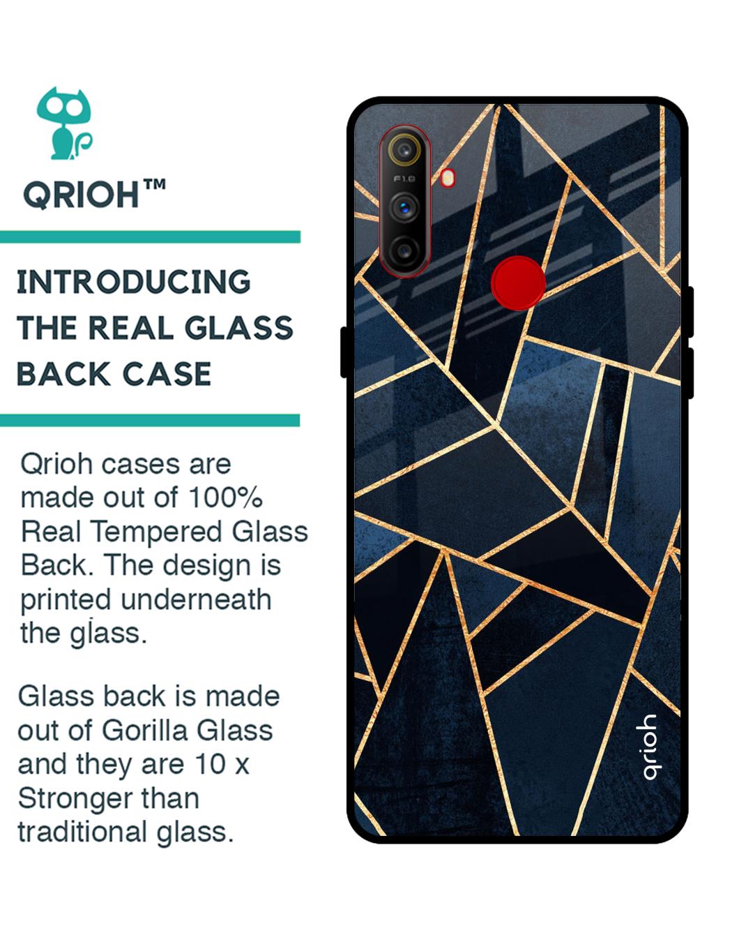 Shop Abstract Tiles Glass Case For Realme C3-Back