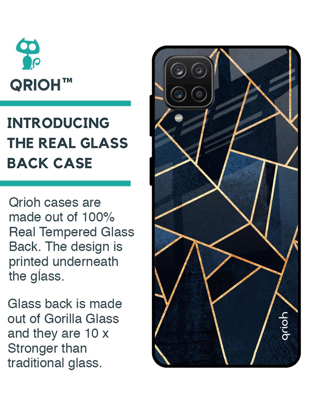 Shop Abstract Tiles Glass Case For Samsung Galaxy A12-Back